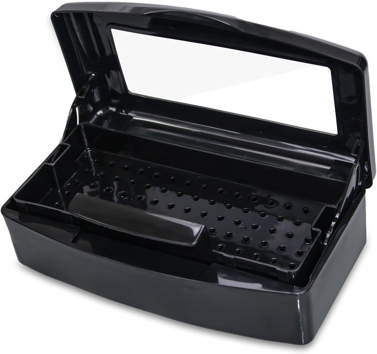 Disinfecterende tray voor nageltools, sterilisatiebox met afneembare zeef en deksel, ideaal voor schoonheidssalons en manicure, voor het reinigen van haar- en nagelinstrumenten