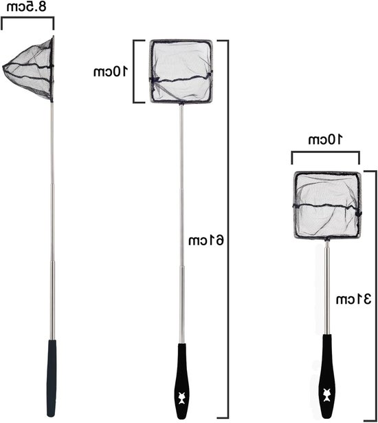 Verstelbaar Schepnet voor Aquarium met Telescopische Steel, 10 cm, Zwart - Perfect voor Visverzorging en Onderhoud van Merkloos — afbeelding 5
