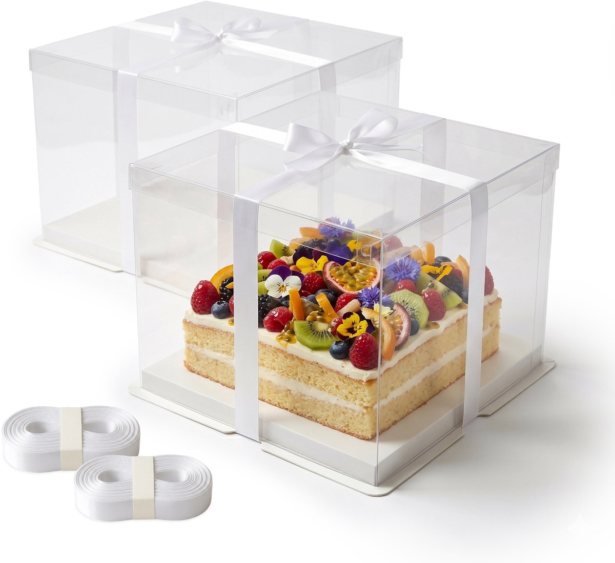 Taartdoos - transparant wit - 30x20x30 cm - 2 stuks