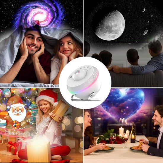 Sterprojector Nachtlampje - Galaxy Lamp Sterrenhemel - Slaapkamer Decoratie - 13 Verwisselbare Thema's - 360 Graden Rotatie - Wit — afbeelding 4