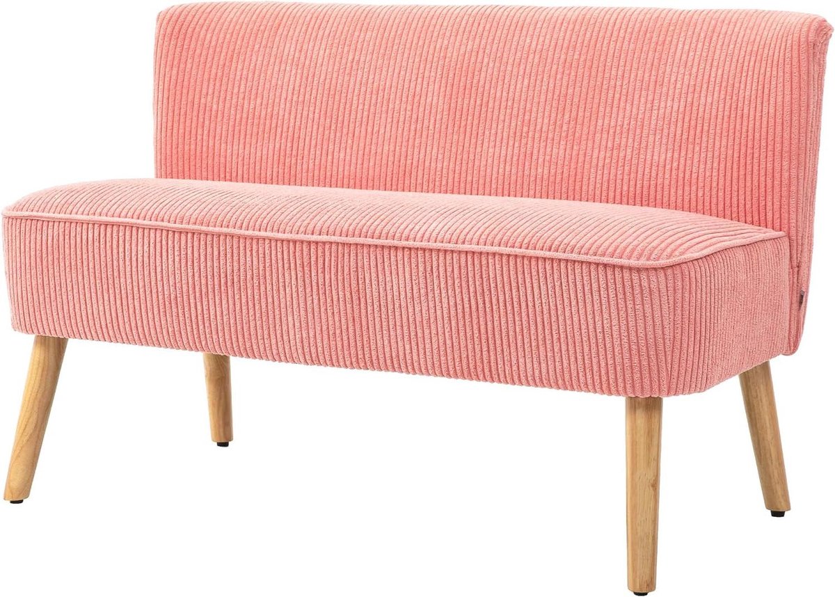 Tweezits Bankje - Kleine Sofa - Ontspannen Zitten - Stevig Houten Frame - 117 x 56.5 x 77 cm - Roze