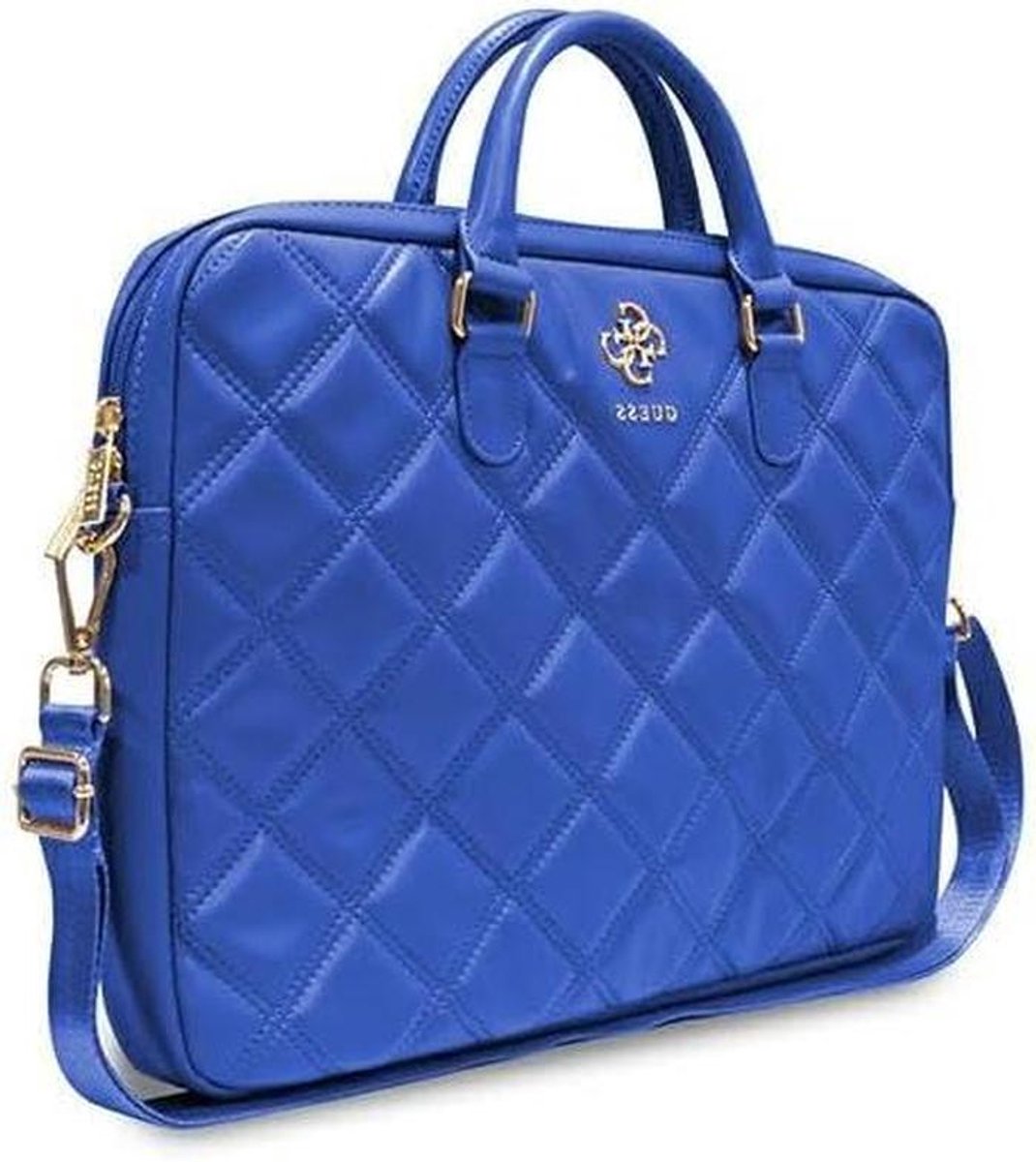 Laptoptas Gewatteerd - Laptop Sleeve - Laptop Bescherming - Eco-leer - 16 inch - Blauw