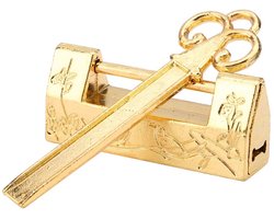 Allecto - Traditionele Chinese Bloem Mini Sleutel - Vintage Padlock - Goud - Meubelslot - Duurzaam en Elegant - Perfect voor Decoratie