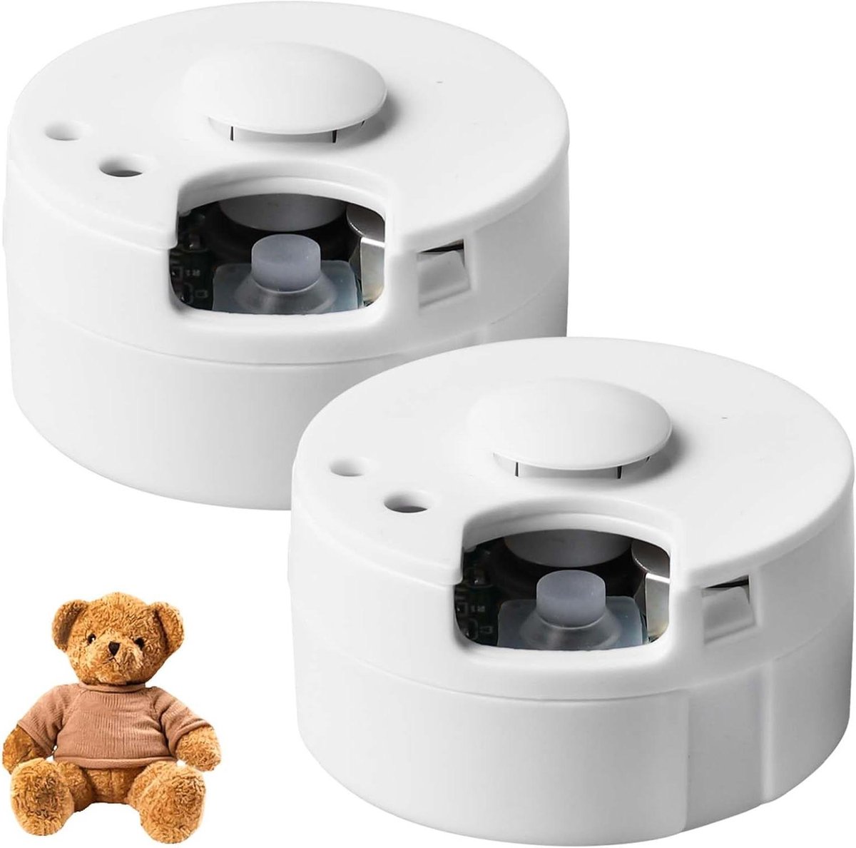 Geluidsmodule Knuffeldier - Dicteerapparaat Speelgoed - Gepersonaliseerde Cadeaus - 60 Seconden Opname - 4.2 cm Diameter - Wit