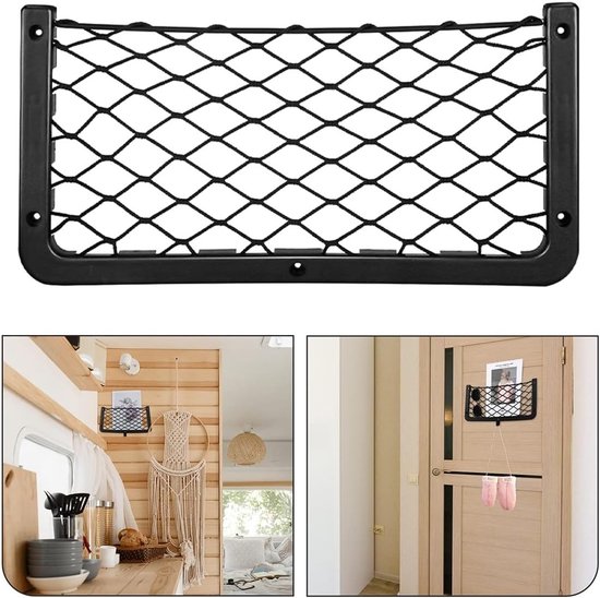 4 stuks - Nettas voor kofferbak auto - organizer-nettas - opbergnet voor kofferbak autodak - Bagagenet - Scheidingsnet - Universele Kofferbak - 36 x 18CM - Zwart van Merkloos — afbeelding 5