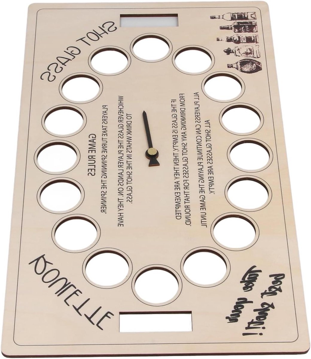 Houten Drinkspel - Draaiplateau Spel - Feestavond Entertainment - Stevig Buxushout - 45 cm - Natuurlijk Hout