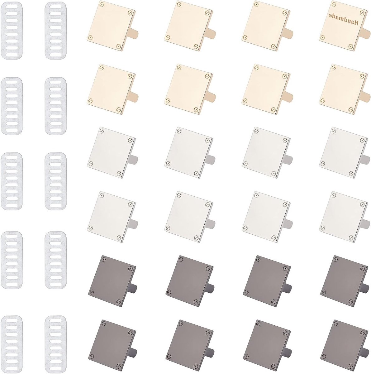 24 Stuks Metalen Lege Stempel Tags in 3 Kleuren - Vierkante DIY Naamlabels voor Kleding, Tassen en Handgemaakte Projecten