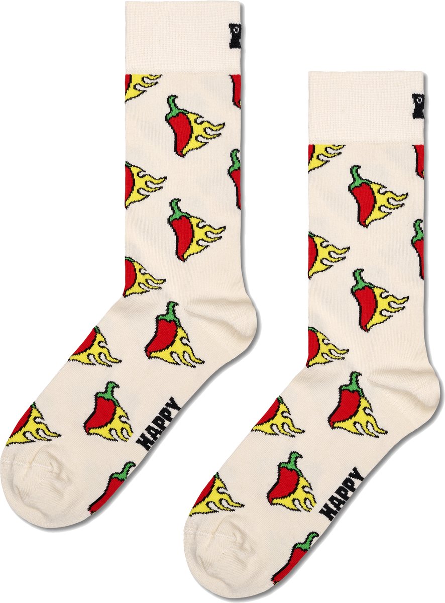 Happy Socks Hot Chili Sock - unisex sokken - wit - Unisex - Maat: 36 - 40