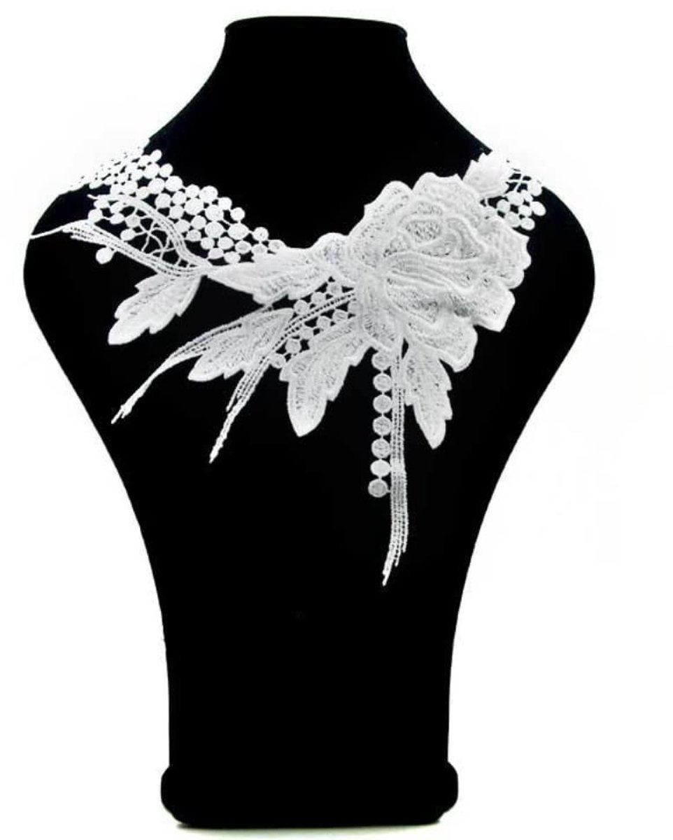 Allecto - Wateroplosbare Kanten Kraag Patches voor DIY Kleding en Bruidsjurken - Wit