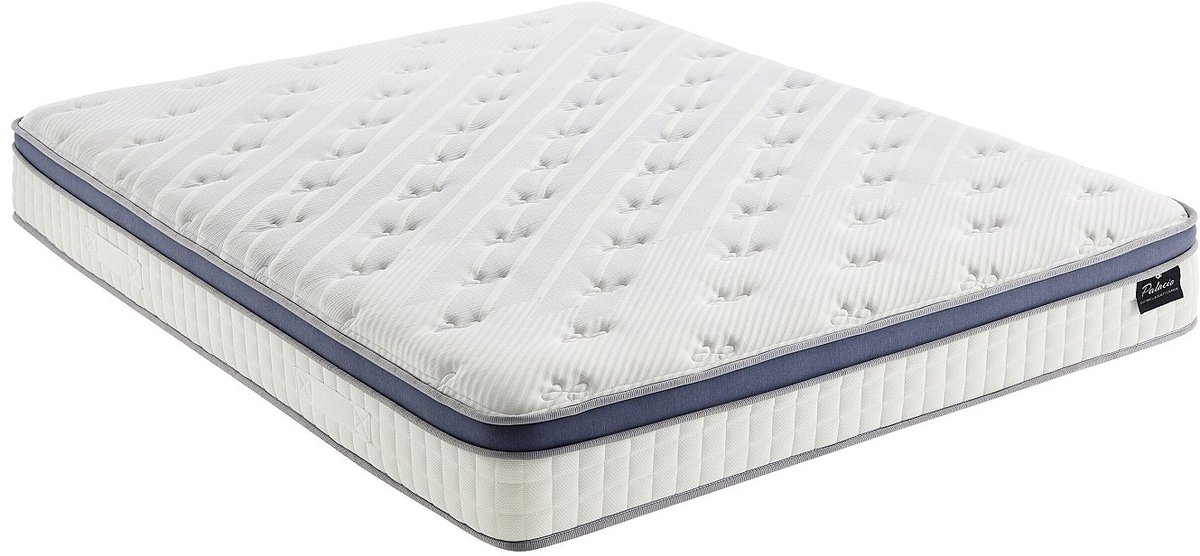 Vente-unique Matras 140 x 190 cm hybride 7-zone pocketvering en traagschuim dikte 25 cm - MALAO van PALACIO L 190 cm x H 25 cm x D 140 cm Wit
