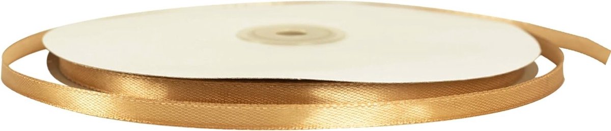 Dunne Champagne Gouden Satijnen Lint van 91m x 6mm voor Cadeauverpakking, Bruiloften en Decoraties, Perfect voor Kerst, Verjaardagen en Bloemstukken