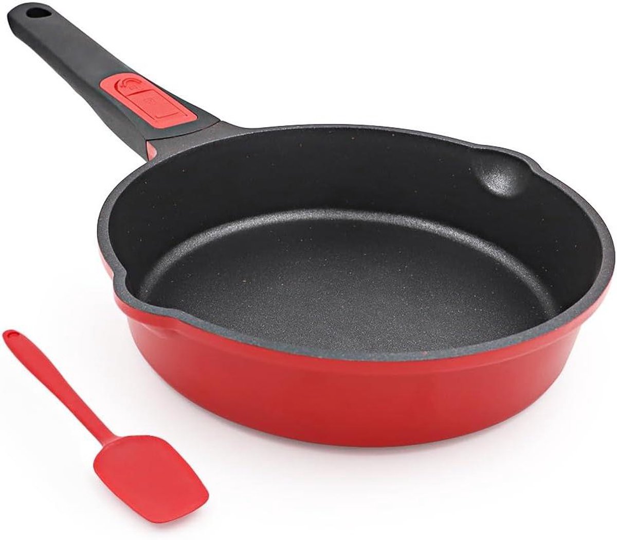 Diepe Koekenpan - Koekenpan met steel - Gezond Koken - Afneembaar Handvat - 20 cm - Rood