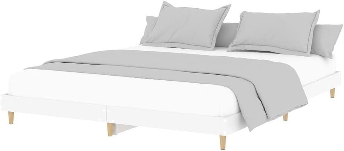 Houten Bedframe - Tweepersoonsbed Frame - Goede Nachtrust - Vochtbestendig Materiaal - 140x200 cm - Wit