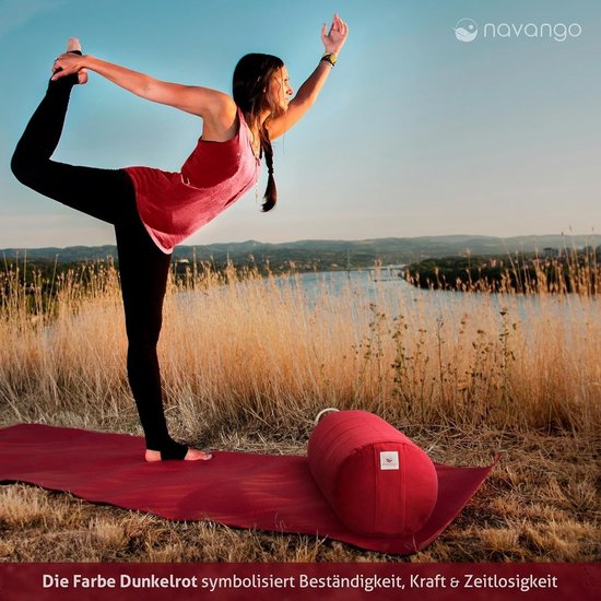 Yoga Bolster - Yoga Roll - Yoga Oefenen - Handgemaakt in Duitsland - 64 x 24 cm - Bordeaux — afbeelding 2