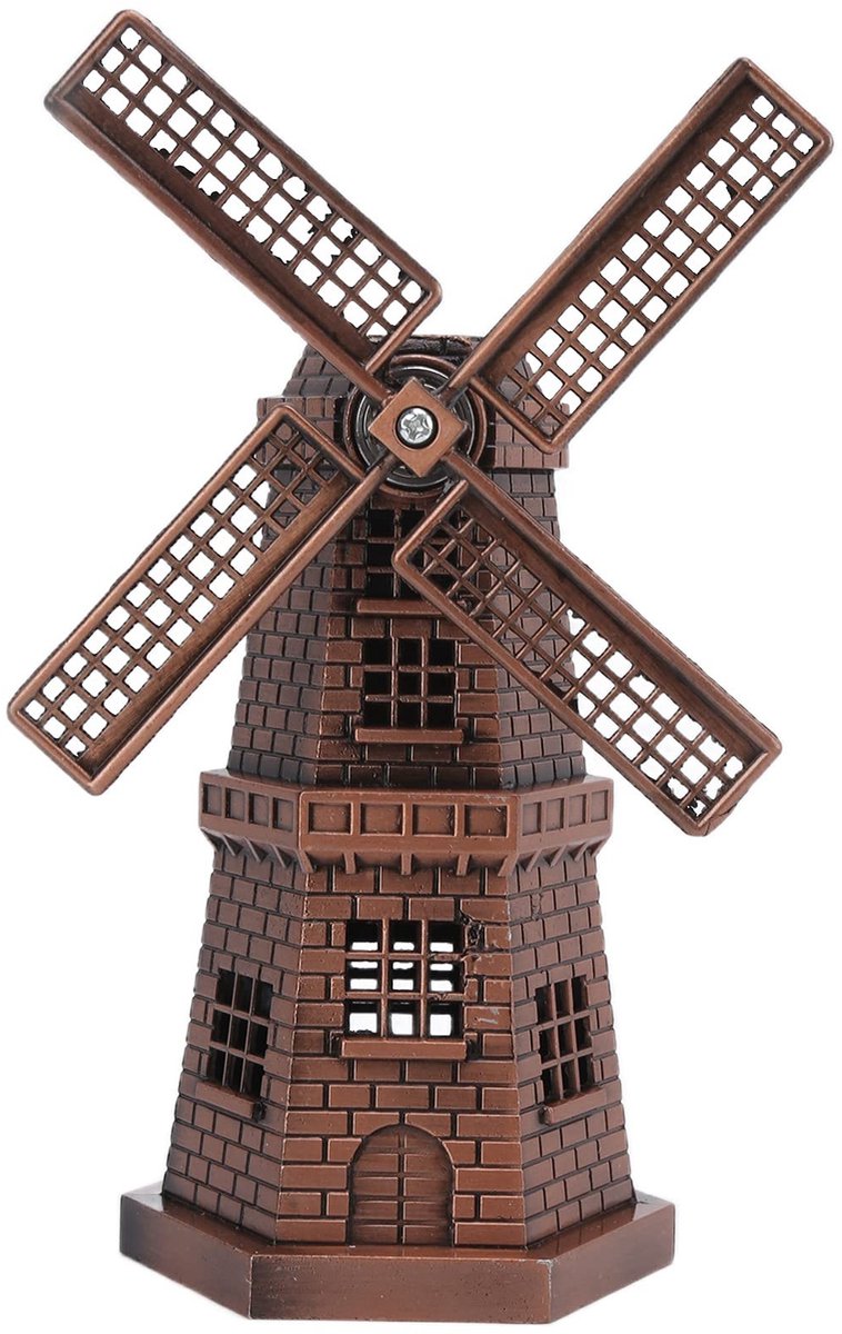 Allecto - Nederlands Windmolenstandbeeld - Miniatuur Houtmodel - Exquis Vakmanschap - Rood Brons - Decoratie - Geschikt voor Kinderen en Volwassenen