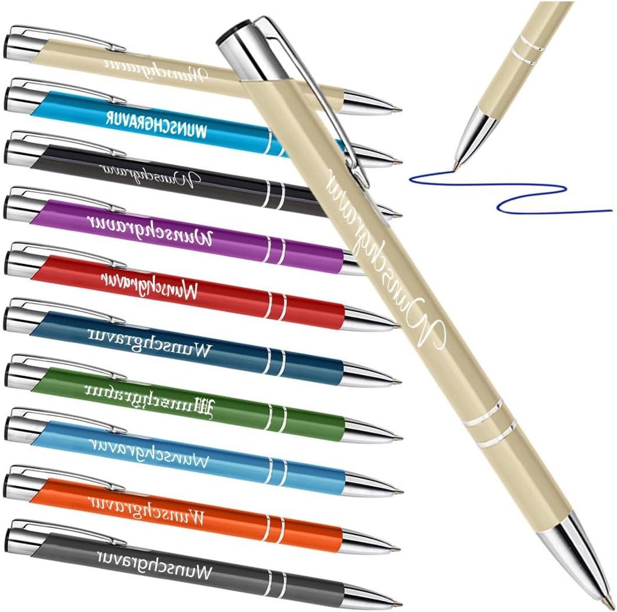 Metalen balpennen - Reclamepennen cadeaupennen - Persoonlijke geschenken geven - Met gravure naar wens - 10 stuks - Goud