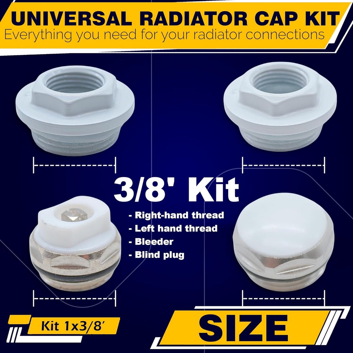 Radiator Montageset - Radiatorset Ontluchter - Verwarming Installeren - Universeel Concept - 3/8 Zoll - Wit