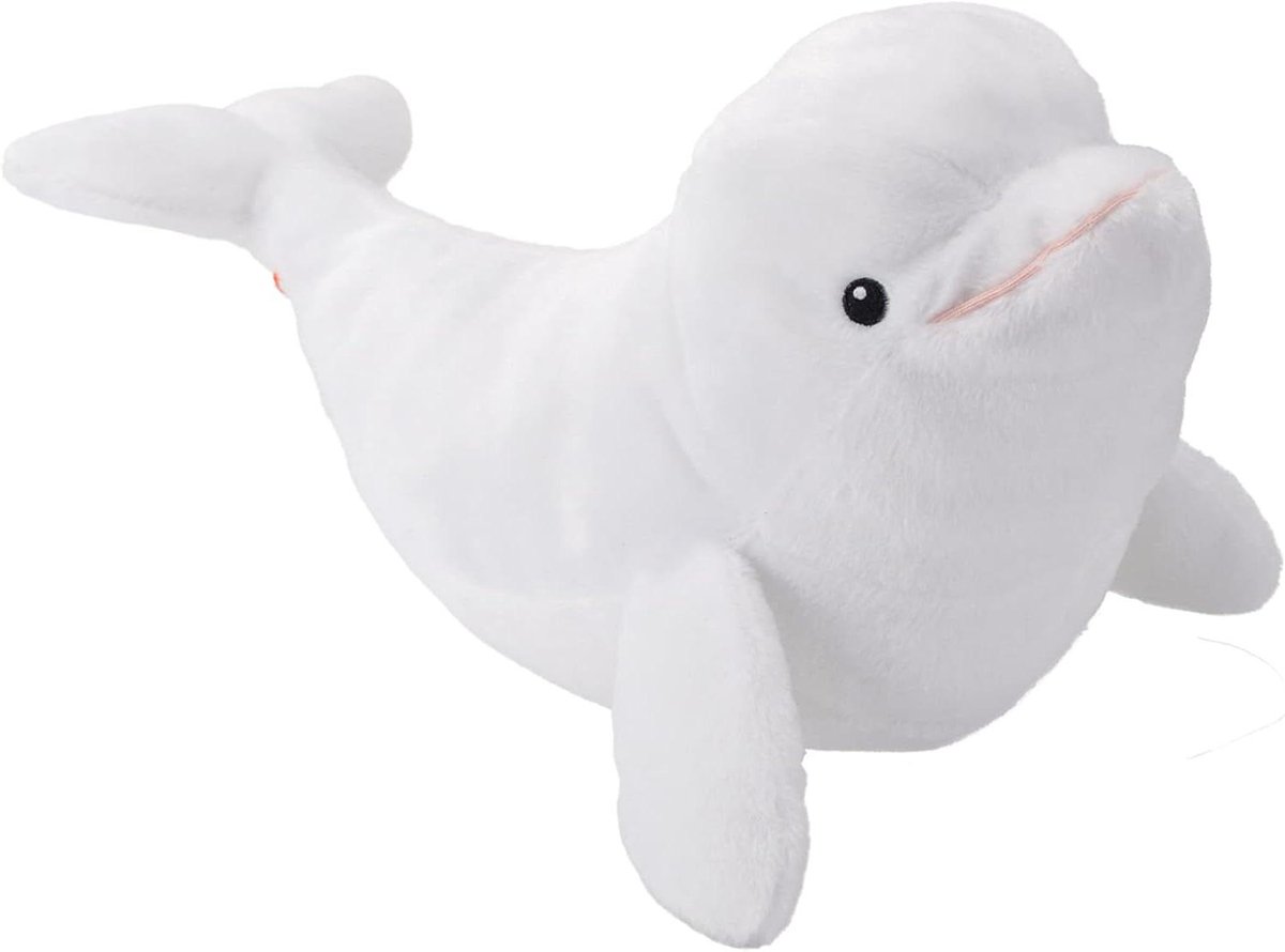 Knuffel Belugawal - Pluche Dier Speelgoed - Baby Cadeau - Gemaakt van Gerecycled Materiaal - 30 cm - Wit