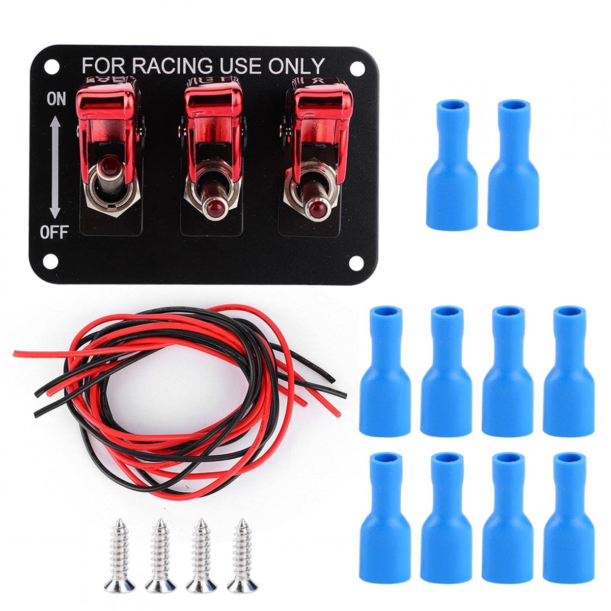 Allecto - Combinatietuimelschakelaar - Multifunctionele schakelaar - 12V 20A - Automotive tuimelschakelaar - Geschikt voor racewagens - Metaal