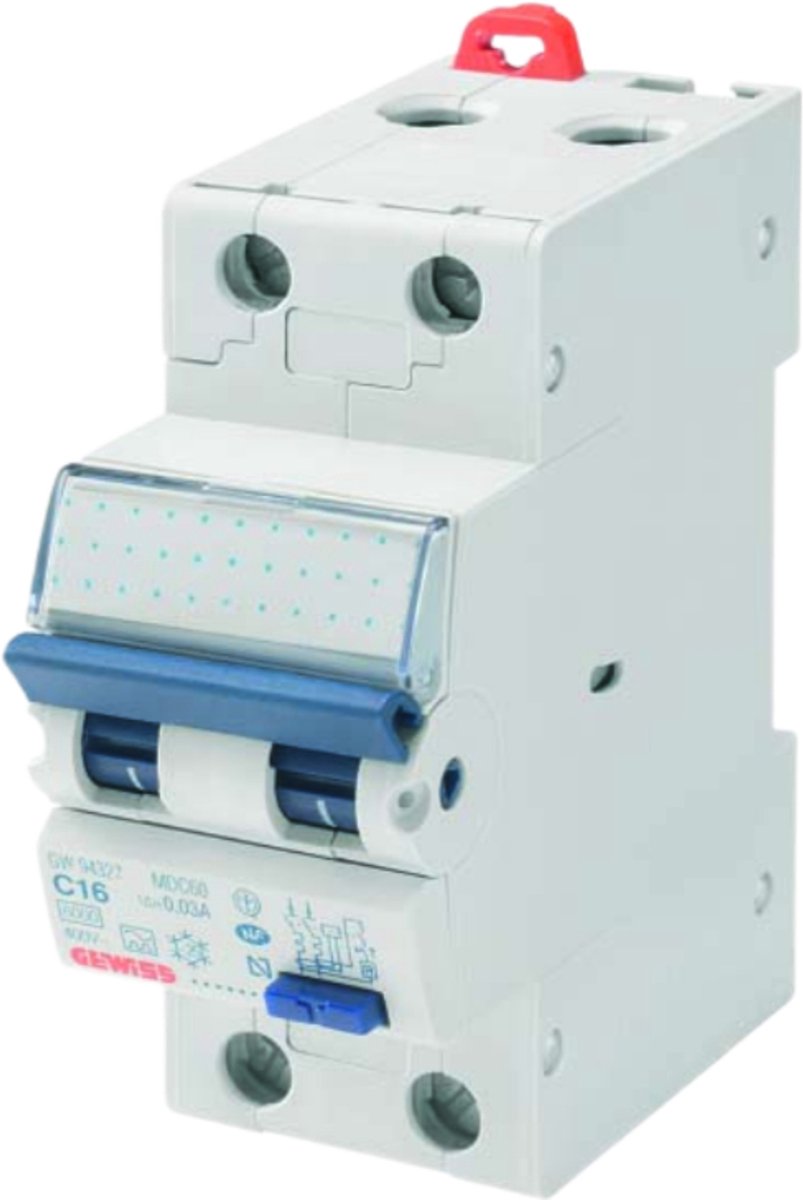 Gewiss GW94308 GEW COMPACT RCBO 1P N C20 6KA