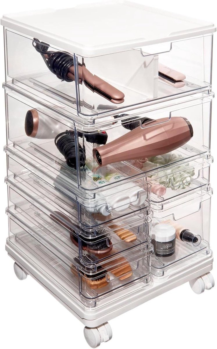 Cosmetica Organizer - Make-up Opberger - Schoonheidsproducten Opbergen - Stapelbaar Ontwerp - 7 Lades - Transparant Wit