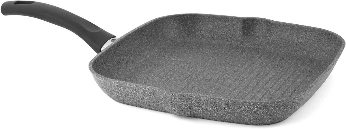 Grillpan - Koekenpan Vierkant - Gezond Koken - Vrij van Zware Metalen - 28 x 28 cm - Wit