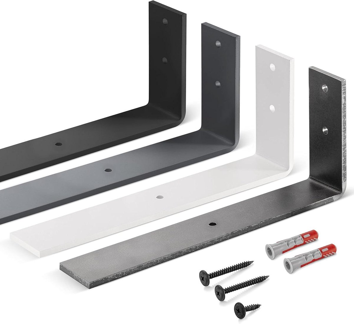 Metalen Planksteunen - Wandsteunen Doe-het-zelf - Planken Ophangen - Massief Staal Gebogen - 300x100 mm - Grijs