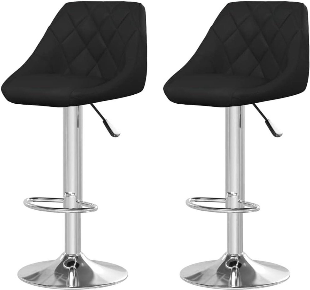Set van 2 Zwarte Barstoelen Hoogte Verstelbaar en Draaibaar