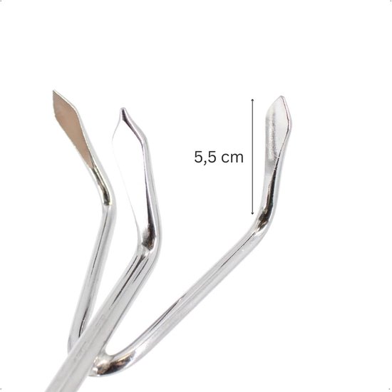 Kleingrubber met houten handvat - Tuinklauw cultivator hark - Bodem losmaken luchten - Roestvrij staal 3 tanden - 31 cm — afbeelding 3