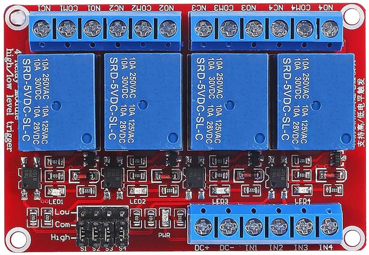 Allecto - RUNCCI-YUN 4-kanaals relaismodule 5V met optische isolatie voor Arduino en Raspberry Pi
