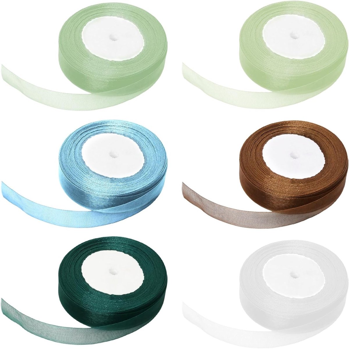 Kleurige cadeau linten, 6 rollen van 2 cm breed en 45 m lang, perfect voor feestversiering, cadeauverpakking en knutselen