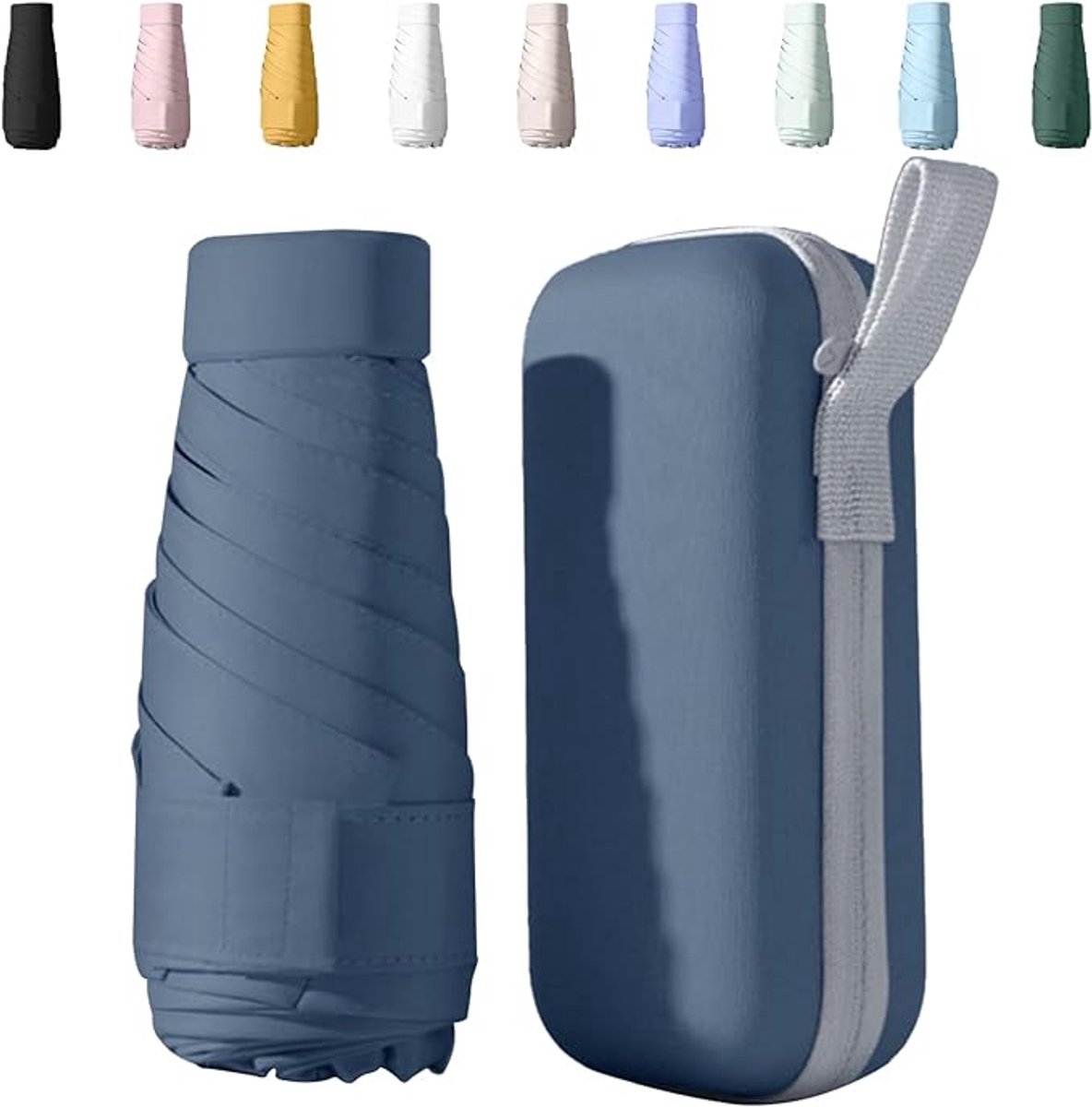 Zakparaplu met Etui - Mini Paraplu - Reisparaplu Klein - Compacte Paraplu - Opvouwbaar - Windbestendig - Lichtgewicht - UV-Paraplu - Donkerblauw - van Imperatoris
