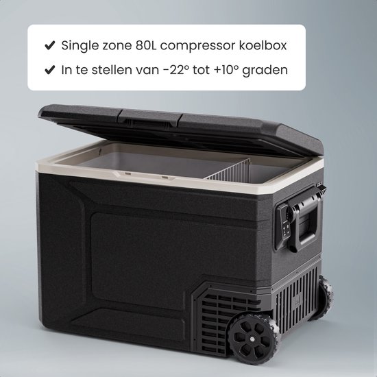 Auronic Elektrische Koelbox - Compressor - 80L - 12V en 240 volt - Camping Koelkast - Frigobox Auto - Met Wielen en Hendel - Zwart van Auronic — afbeelding 3