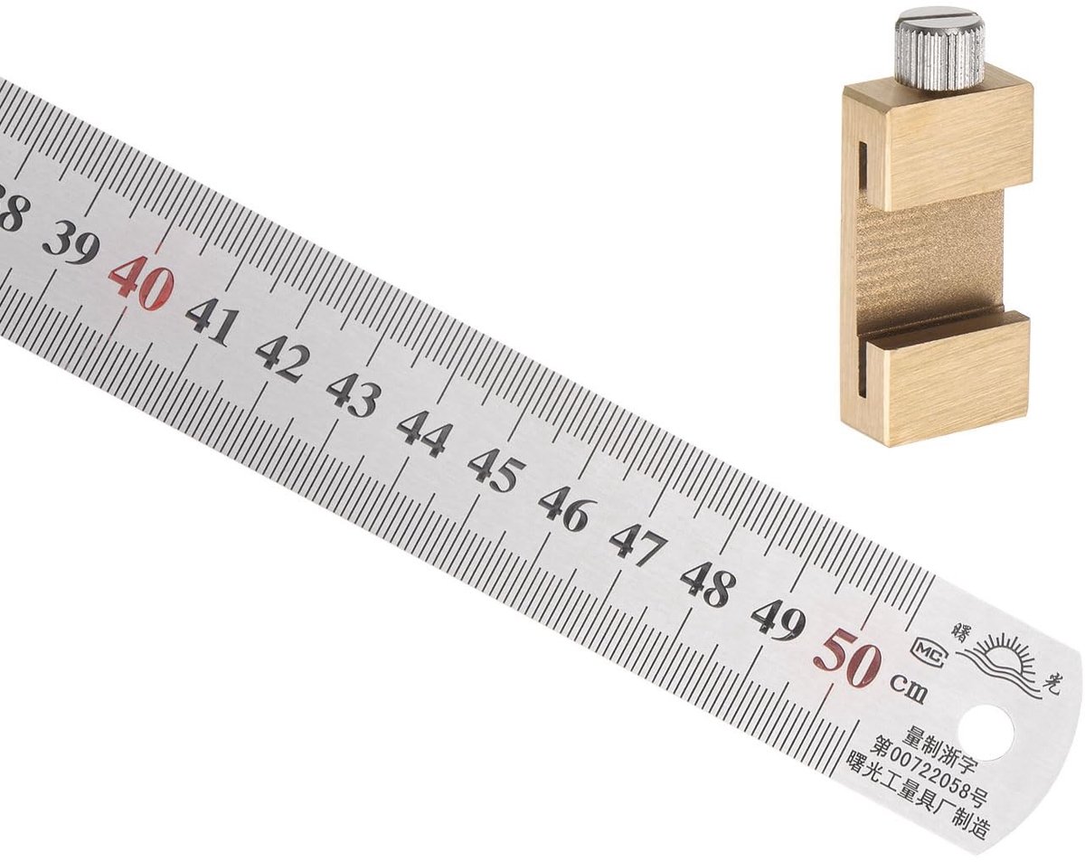 Allecto - Roestvrij Stalen Liniaal - Dubbel Leesmeetgereedschap - 50 cm - Architectonisch Ontwerp - Duurzaam en Stevig - Geschikt voor Houtbewerking