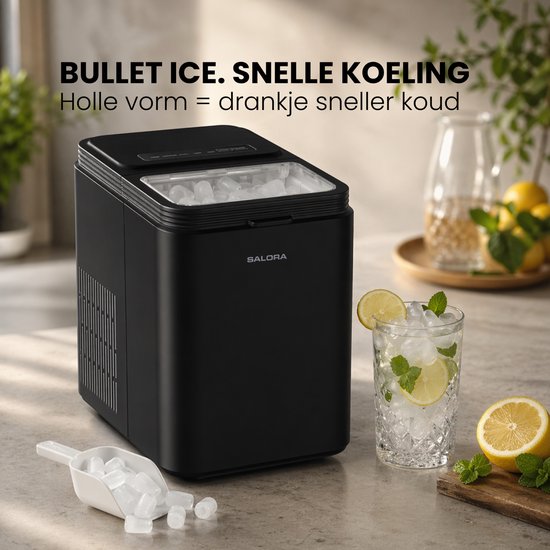 Salora ICE12B ijsblokjesmachine - 12 kg per 24 uur - 2 ijsformaten - Vers ijs in 6-9 minuten - Matzwart van salora — afbeelding 5