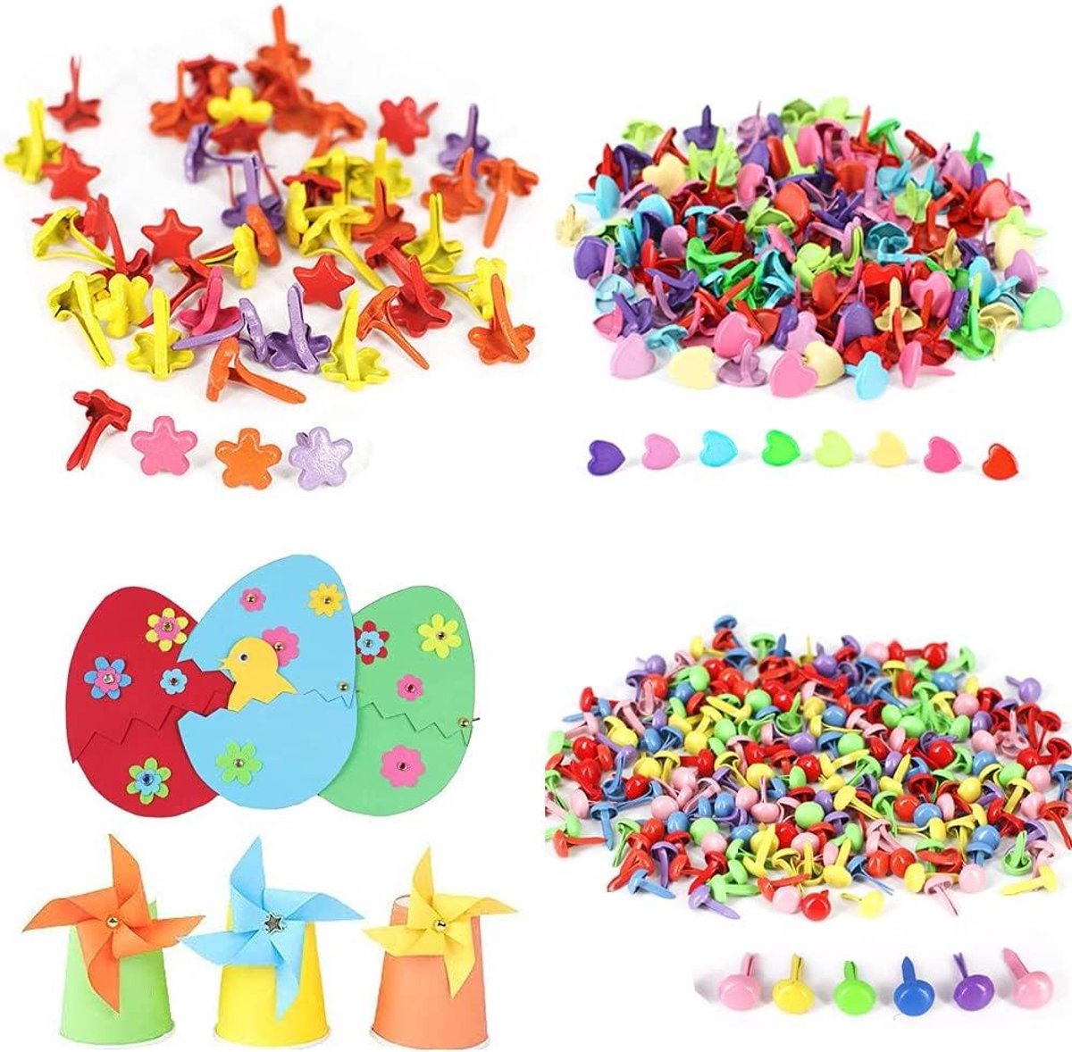 300 stuks Parijse bevestigingen, mini-plakboek-brads, metalen brad-clips, ronde plakboek-brads, 3 specificaties, voor papierhandwerk, plakboek, doe-het-zelf, knutseldecoratie