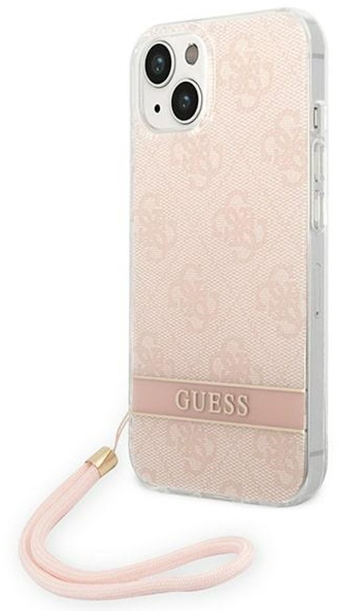 Guess 4G Printed Back Case met Strap - Geschikt voor Apple iPhone 14 Plus (6.7") - Roze