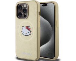 Hello Kitty Leather Head Serie - Leren iPhone 14 Pro Hoes - MagSafe - Goudkleurig