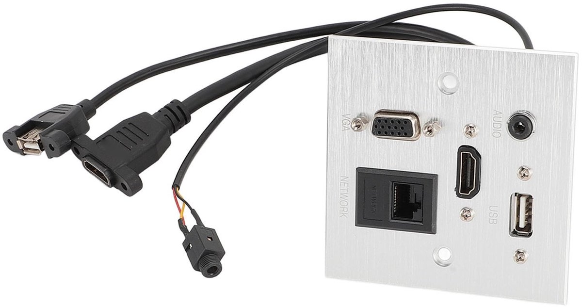 Allecto - Multimedia Jack - USB HDMI - Multifunctionele Wandcontactdoos - 5 Interfaces - Geschikt voor Thuis en Kantoor - Jectse