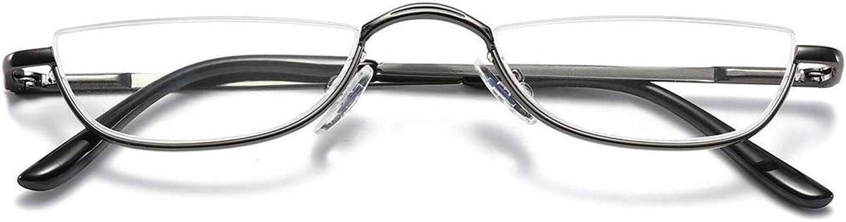 Leesbril Metaal - Halve Maan - Werkplek Hulp - Veerscharnier Comfort - 132 mm Breed - Grijs
