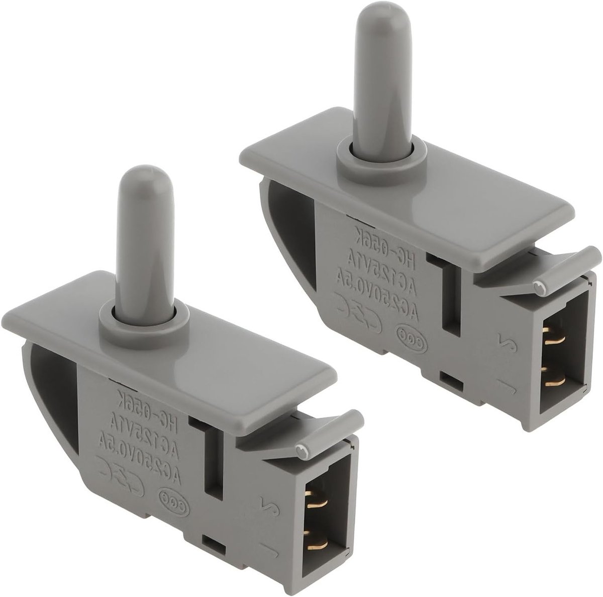 2 Stuks 2-Pins Koelkast Deurschakelaar met Drukknop voor de Meeste Koelkasten en Vriezers