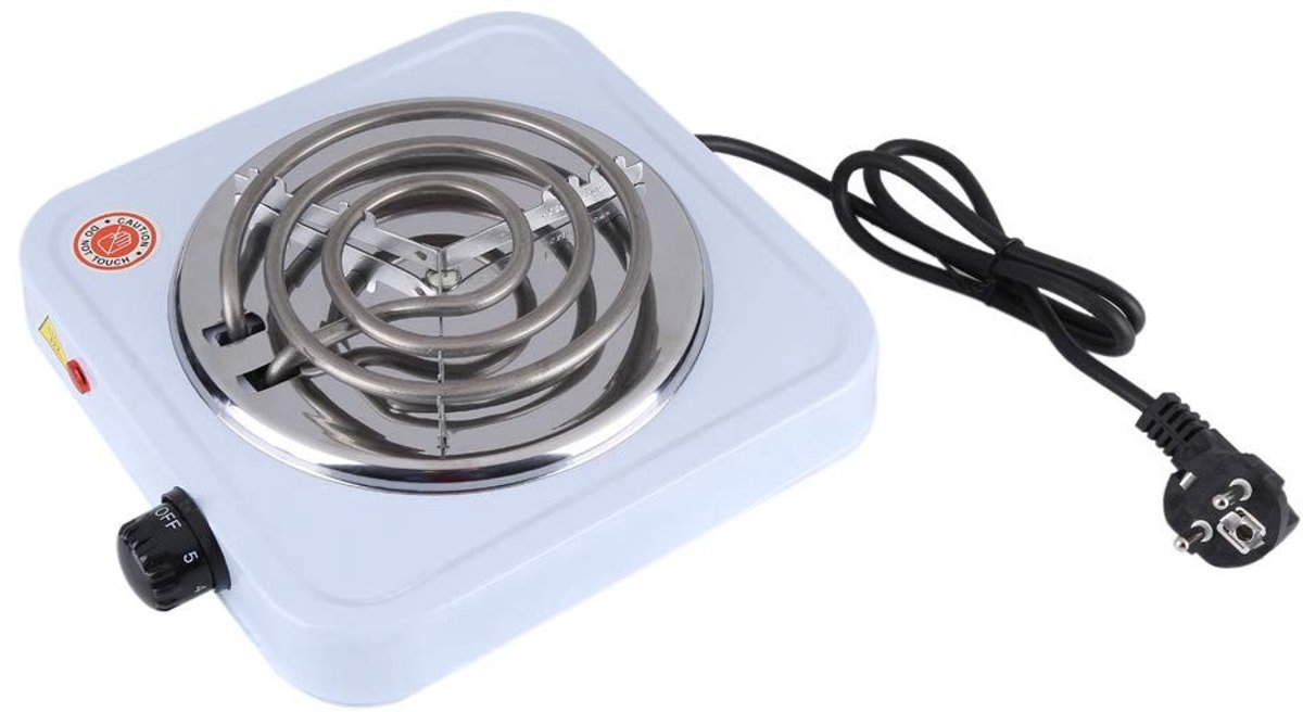 aladdien - Elektrische Kookplaat - 1000 Watt - Snelle Verwarming - Roestvrij staal - Koken en Verwarmen - Geschikt voor Koffie, Water, Thee - Compac...