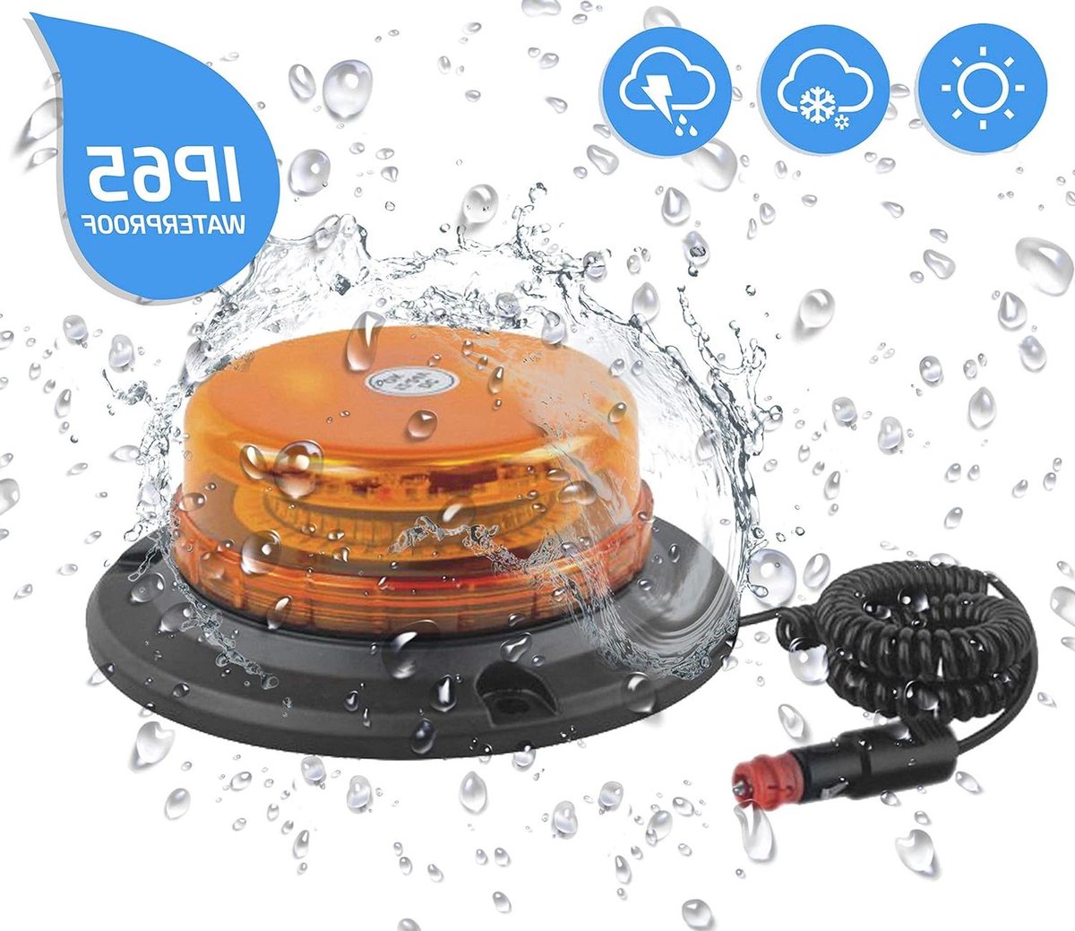 Rotatielamp LED - Extra plat - Veiligheid Verkeer - R65 Goedgekeurd - 15 cm breed - Amber