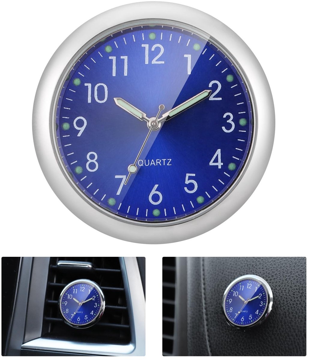 Allecto - Mini Voertuig Dashboard Klok - Auto Klok met Luchtventilatie Clip - Compact en Stijlvol - Quartz Klok voor Auto Interieur - Decoratie voo...