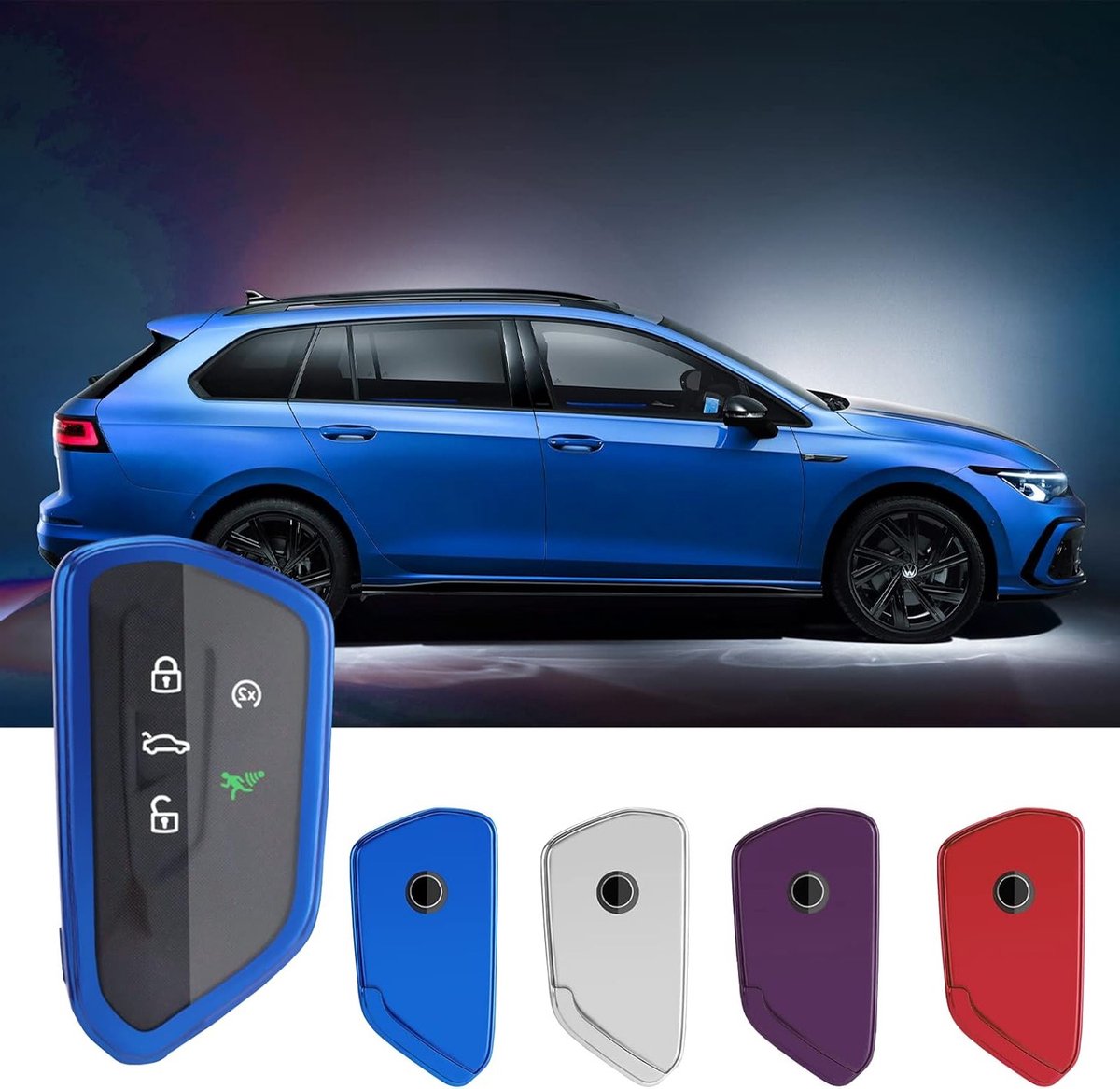 Compatibele Sleutelhoes voor VW Golf 8, Tiguan 3, Passat B9, ID3, ID4, ID7 en meer | TPU, Glanzend Silicoon, Beschermende Case met Afstandsbediening