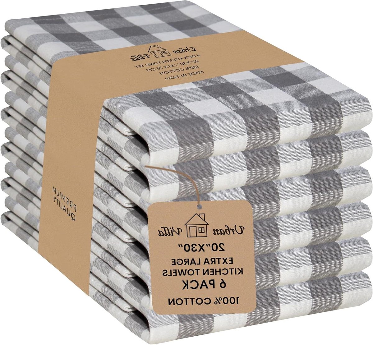 Keukendoeken Set - Vaatdoeken Theedoeken - Keuken Schoonmaken - Verstevigde Hoeken - 51 x 76 cm - Grijs/Wit