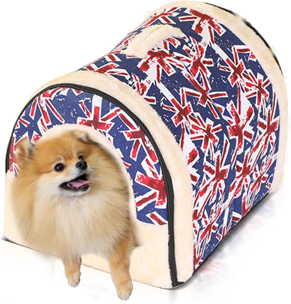 Huisdiernest Kattenmand - Huisdiergrot Kussen - Comfortabel Rusten - 2-in-1 Grot Bank - 70x55x55 cm - Jack-vlag