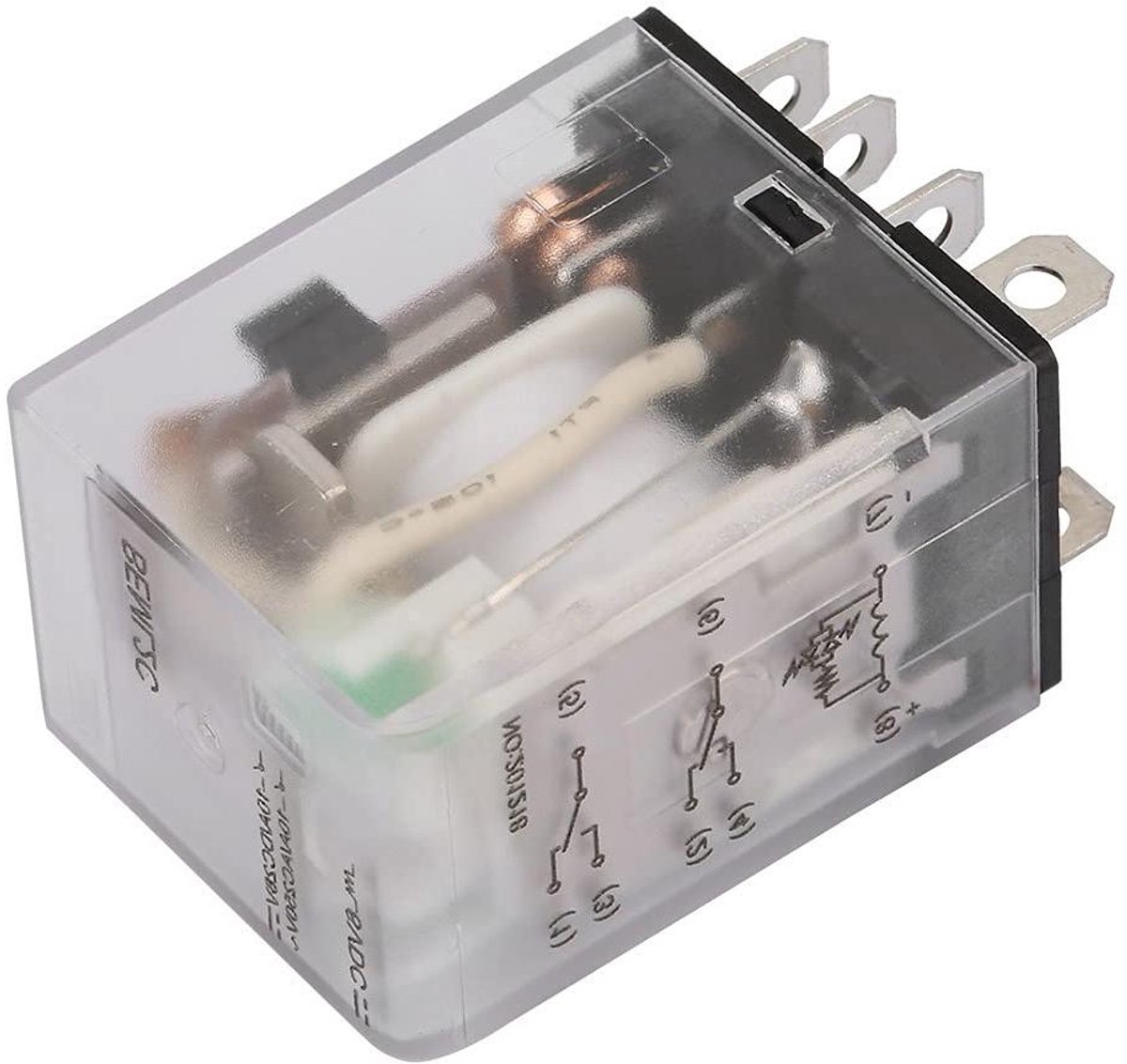 Elektromagnetisch Relais - Tussenrelais Voedingsrelais - Industriële Automatisering - Groene Indicator - 10A 250V - Zwart