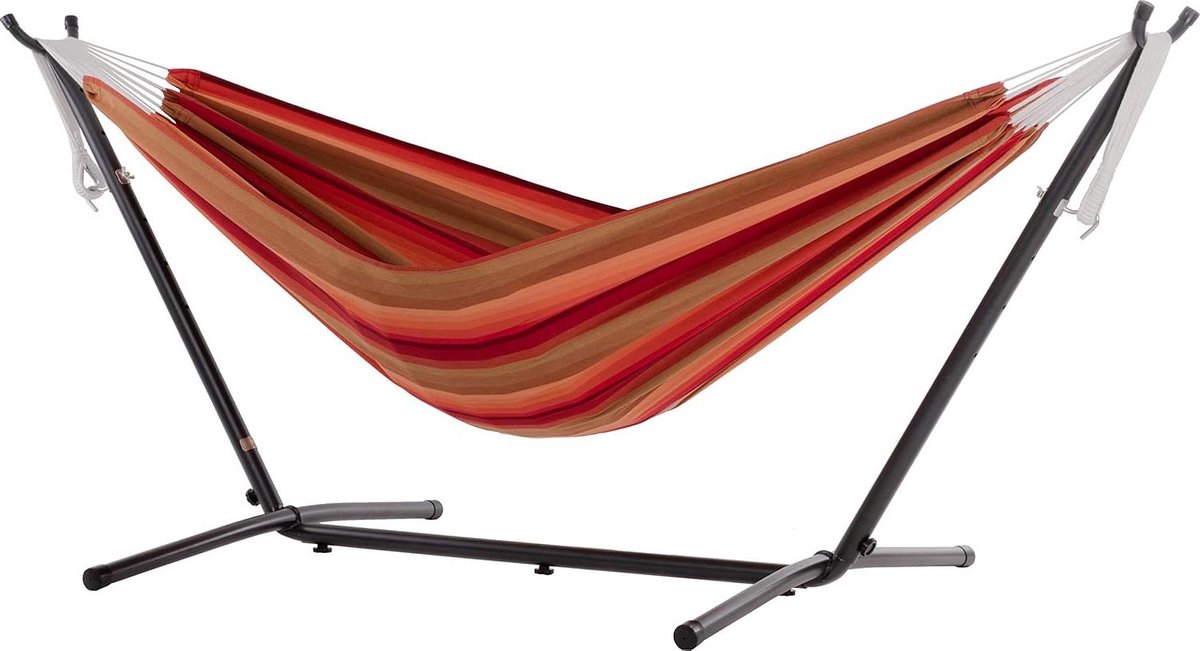 Dubbele Hangmat - Hangmat met standaard - Ontspannen in de tuin - Weerbestendige Sunbrella stof - 2 zitplaatsen - Zonsondergang