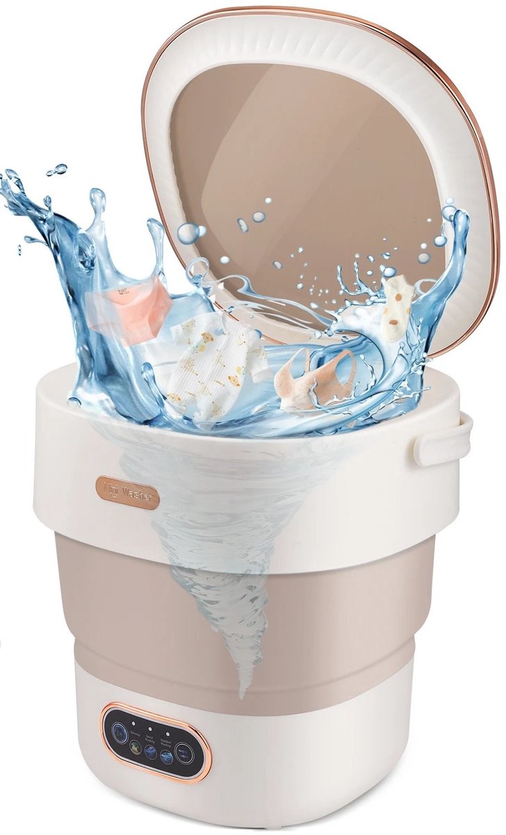 MakkelijkMooi Draagbare 2-in-1 Wasmachine - Mini Wasmachine - Voor Thuis of Onderweg - Opvouwbaar - Blauw Licht Diepte Reiniging